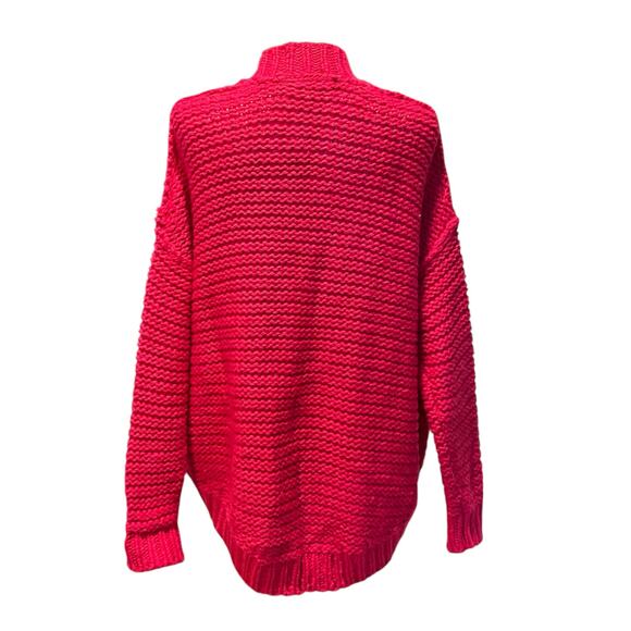 Moth Anthropologie Pink Cardigan Womens Sz XS Open Front High Low Chunky Knit - Picture 2 of 15